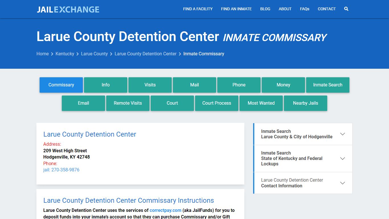 Larue County Detention Center Inmate Commissary - Jail Exchange